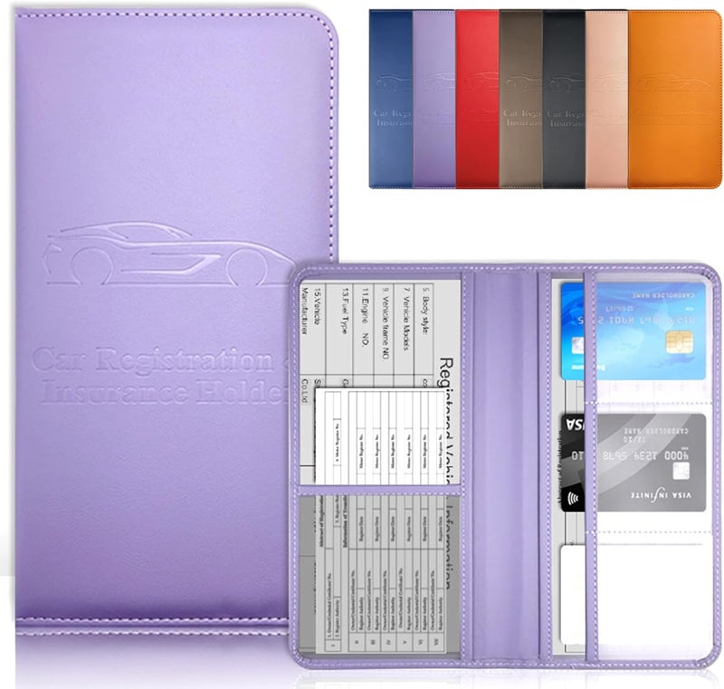 OBDMASTER Purple Car Registration & Insurance Card Holder for Glove Box Organizer Vehicle License Document Auto Truck Comparment Interior Accessories Case - Image 1